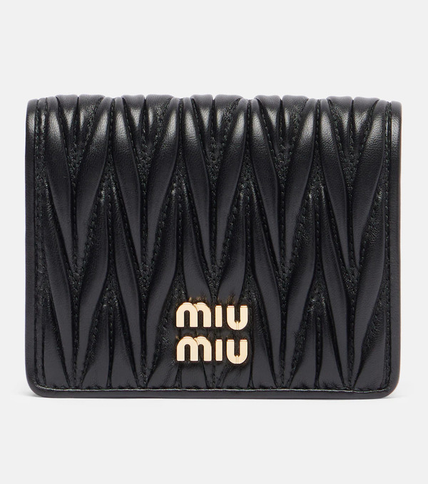  Miu Miu Miu Miu Logo Matelasse Leather Wallet 