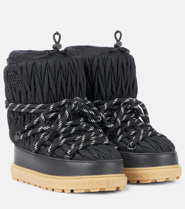  Miu Miu Miu Miu Logo Matelasse Snow Boots 