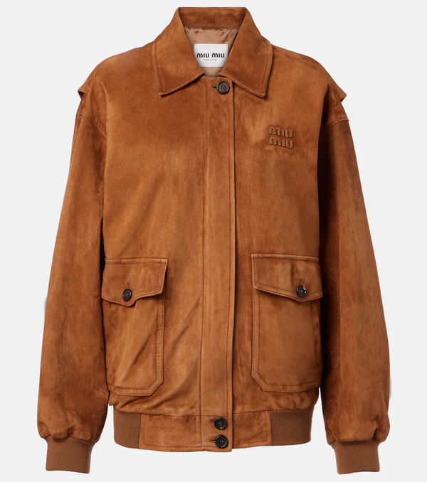  Miu Miu Miu Miu Logo Suede Blouson Jacket 