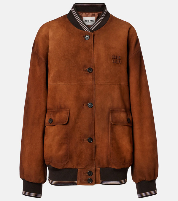  Miu Miu Miu Miu Logo Suede Blouson Jacket 