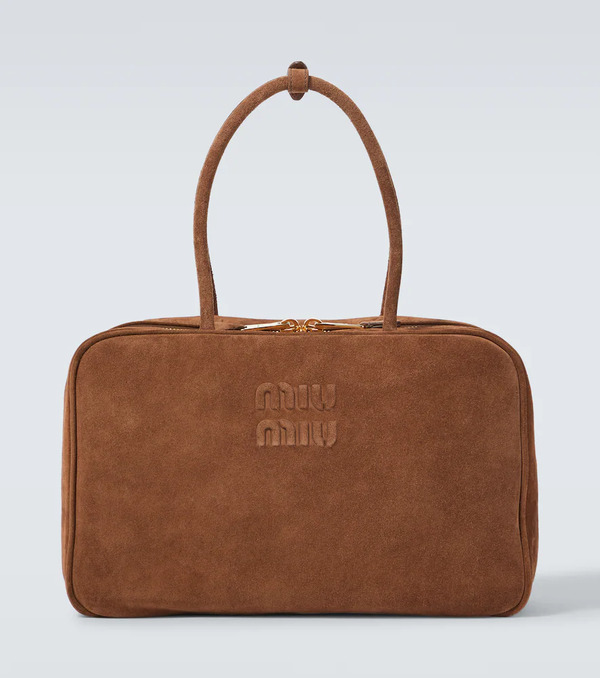  Miu Miu Miu Miu Logo Suede Tote Bag 