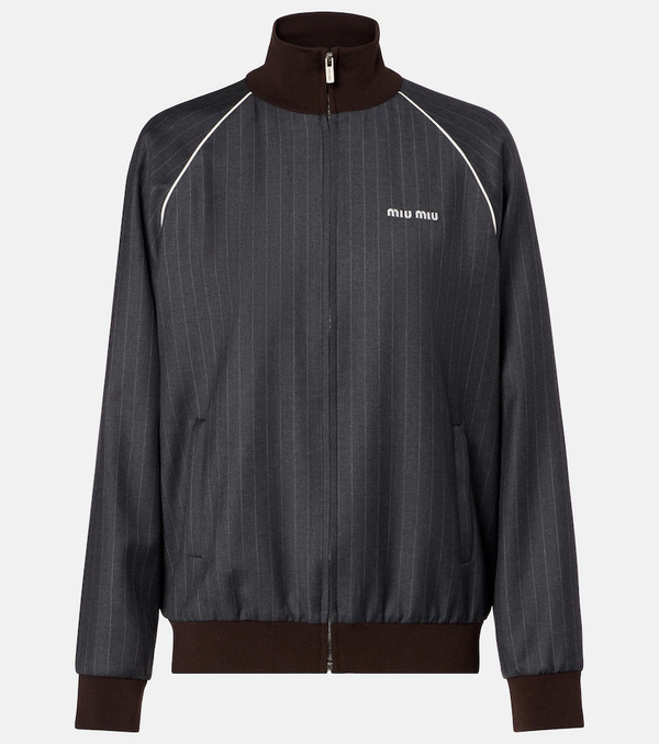  Miu Miu Miu Miu Pinstripe Virgin Wool Blouson 