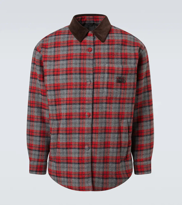  Miu Miu Miu Miu Plaid Virgin Wool Down Overshirt 