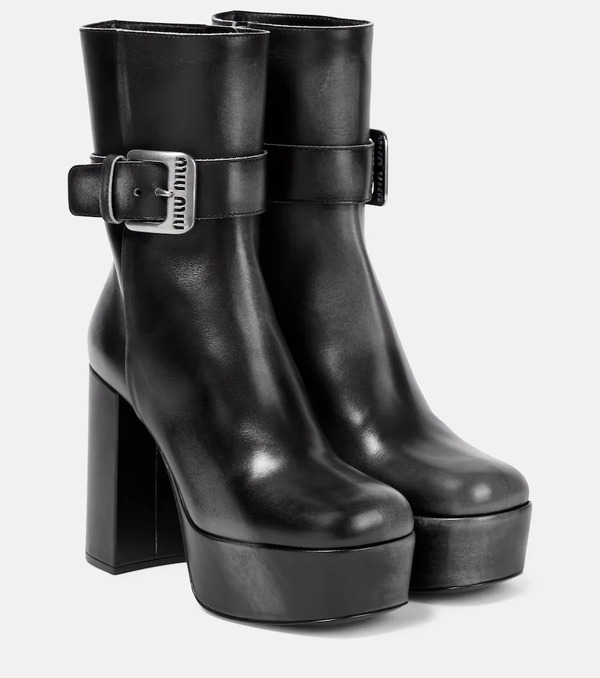  Miu Miu Miu Miu Platform Leather Ankle Boots 
