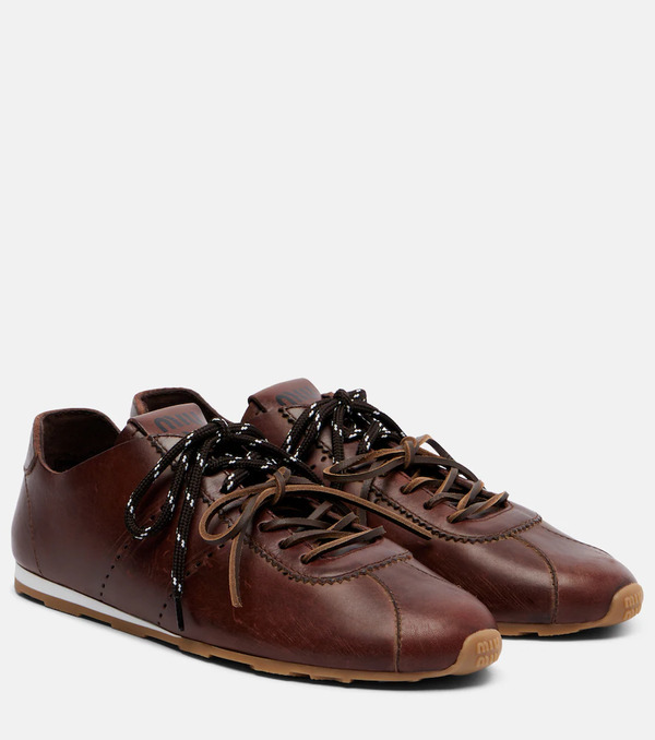  Miu Miu Miu Miu Plume Leather Sneakers 