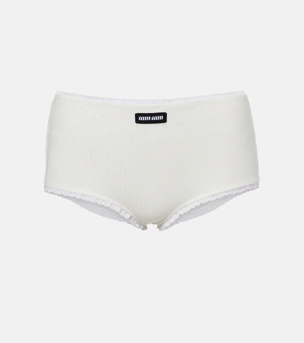  Miu Miu Miu Miu Pointelle Cotton Micro Shorts 