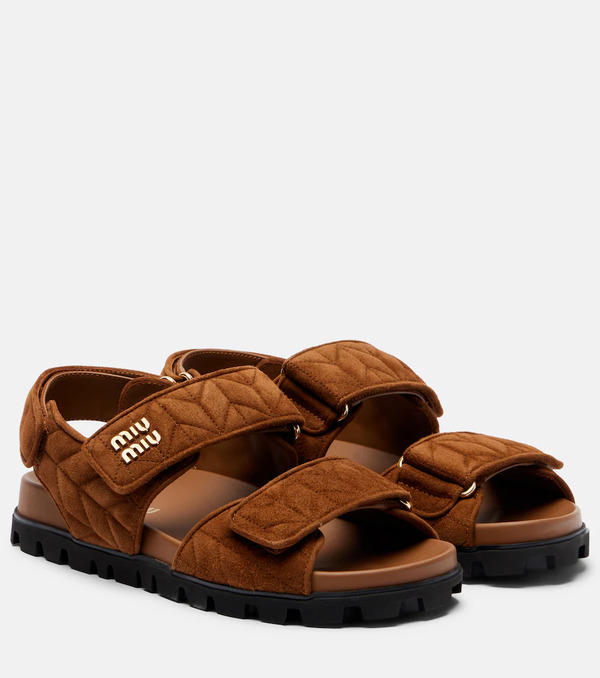 Miu Miu Miu Miu Quilted Suede Sandals 