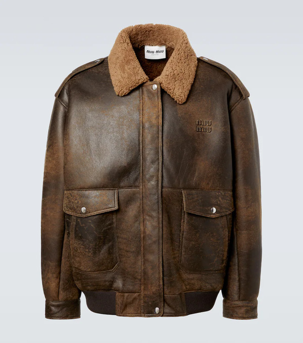  Miu Miu Miu Miu Shearling-lined Leather Blouson Jacket 