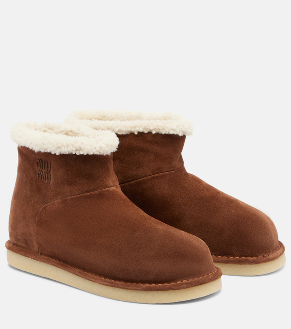  Miu Miu Miu Miu Shearling-lined Suede Ankle Boots 