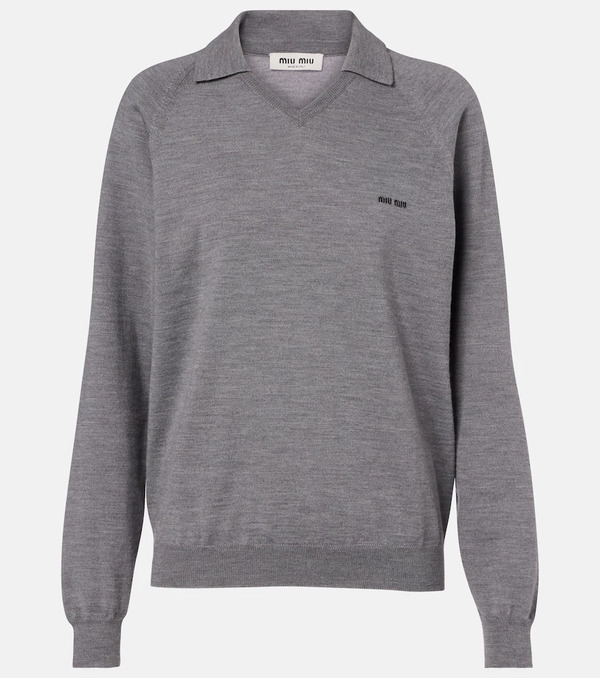  Miu Miu Miu Miu Virgin Wool Polo Sweater 