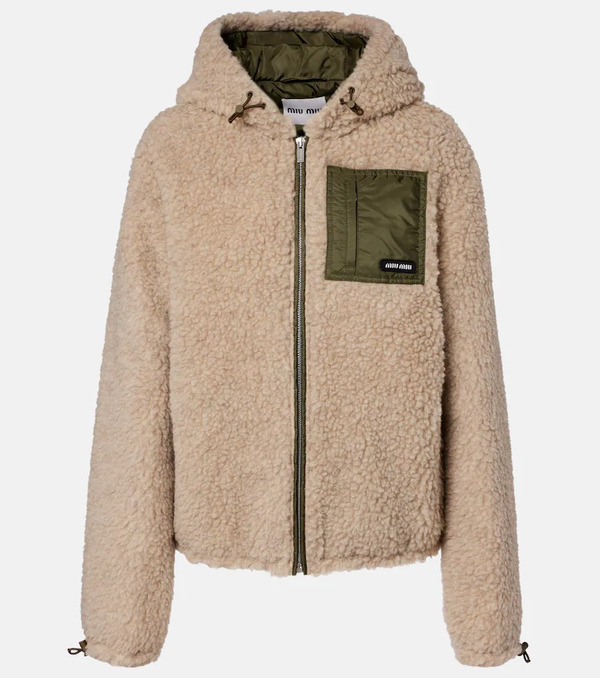  Miu Miu Miu Miu Wool-blend Teddy Down Jacket 
