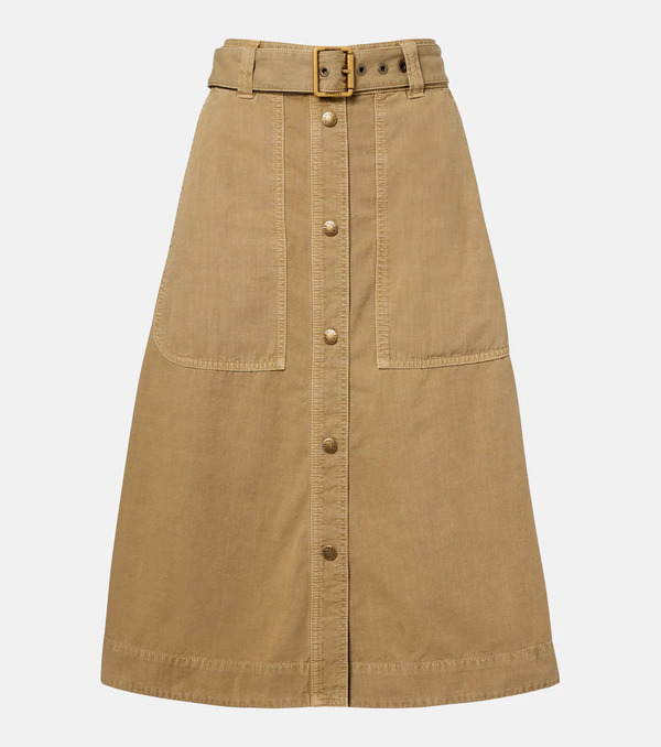  Moncler Moncler Belted Denim Midi Skirt 