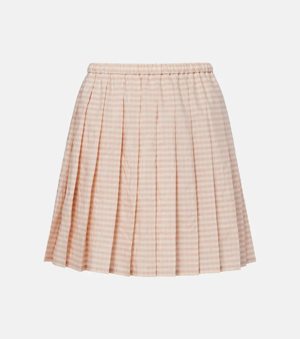  Moncler Moncler Checked Pleated Cotton-blend Miniskirt 