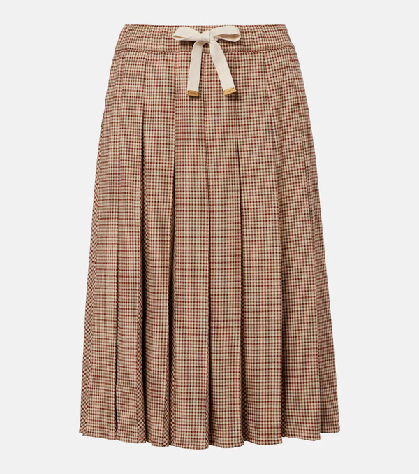  Moncler Moncler Checked Pleated Midi Skirt 