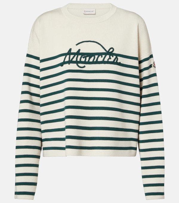  Moncler Moncler Embroidered Striped Virgin Wool Sweater 