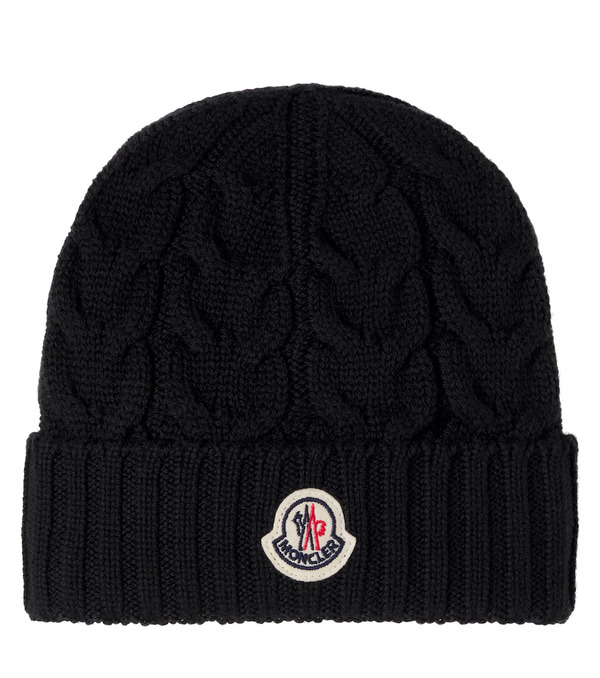  Moncler Enfant Moncler Enfant Logo Virgin Wool Beanie 