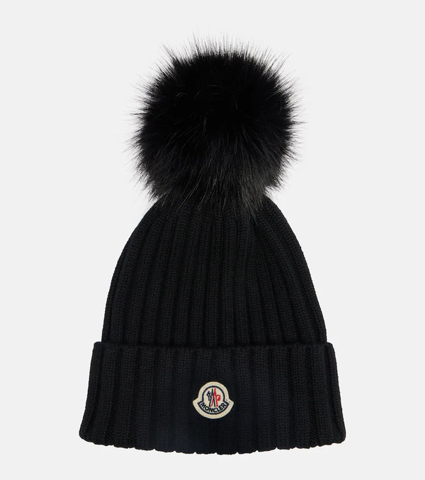  Moncler Moncler Ribbed-knit Virgin Wool Beanie 