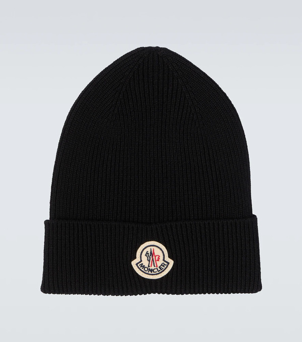  Moncler Moncler Ribbed-knit Virgin Wool Beanie 