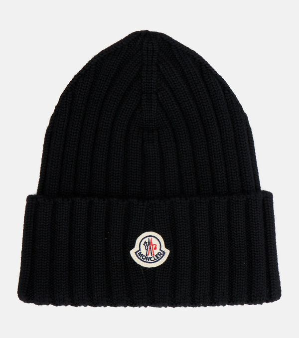  Moncler Moncler Ribbed-knit Virgin Wool Beanie 
