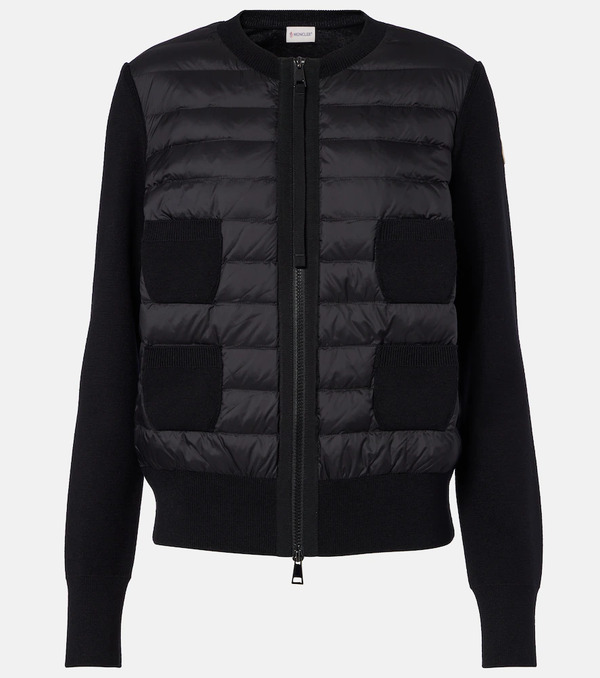  Moncler Moncler Tricot Down-paneled Virgin Wool Cardigan 