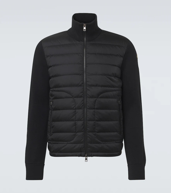  Moncler Moncler Tricot Down-paneled Wool-blend Cardigan 