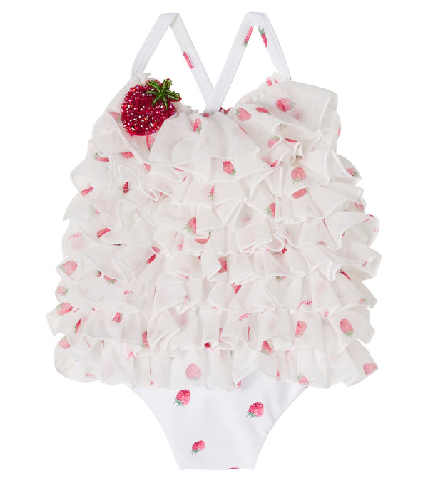  Monnalisa Monnalisa Baby Beaded Printed Ruffled Swimsuit 