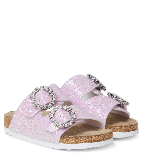  Monnalisa Monnalisa Crystal-embellished Glitter Sandals 