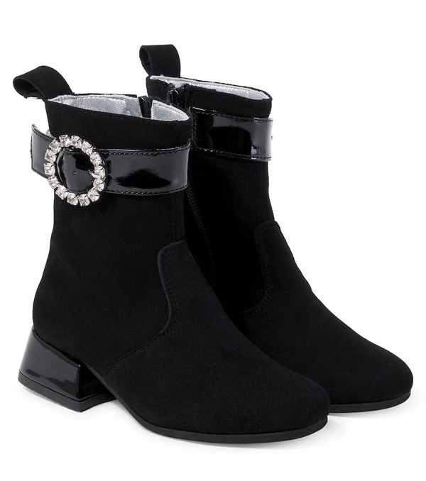  Monnalisa Monnalisa Embellished Suede Ankle Boots 