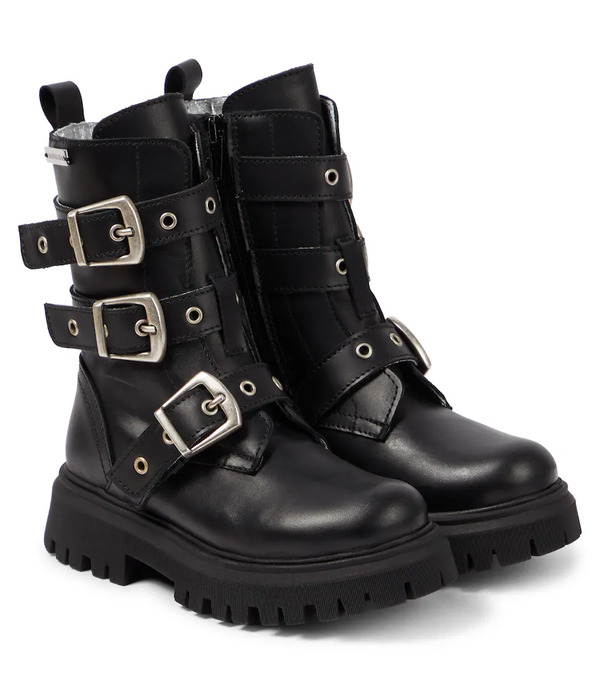  Monnalisa Monnalisa Leather Biker Boots 