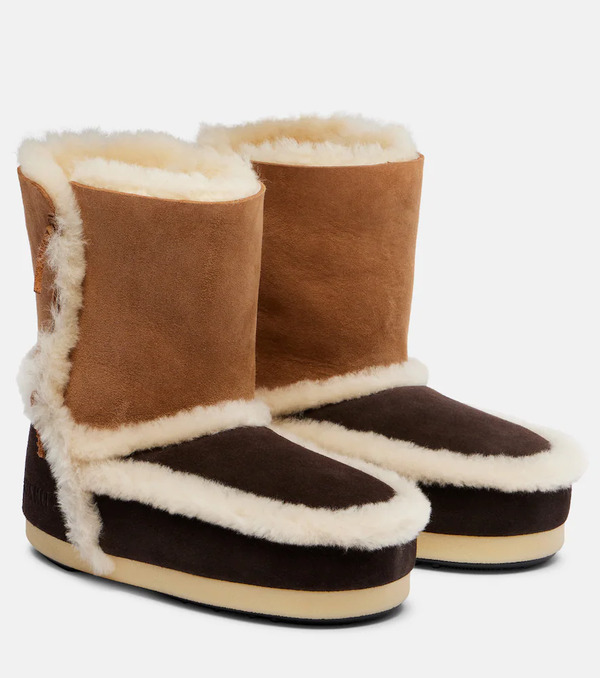  Moon Boot Moon Boot Evx Shearling-trimmed Suede Ankle Boots 