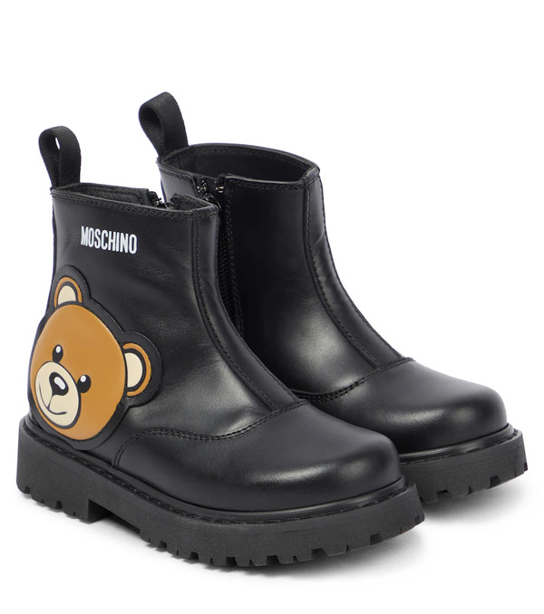  Moschino Kids Moschino Kids Leather Ankle Boots 