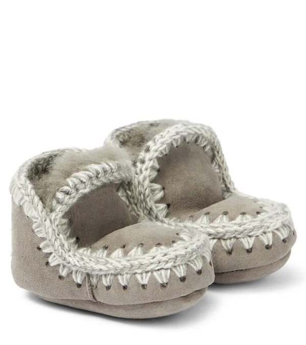  Mou Kids Mou Kids Baby Shearling-lined Suede Booties 