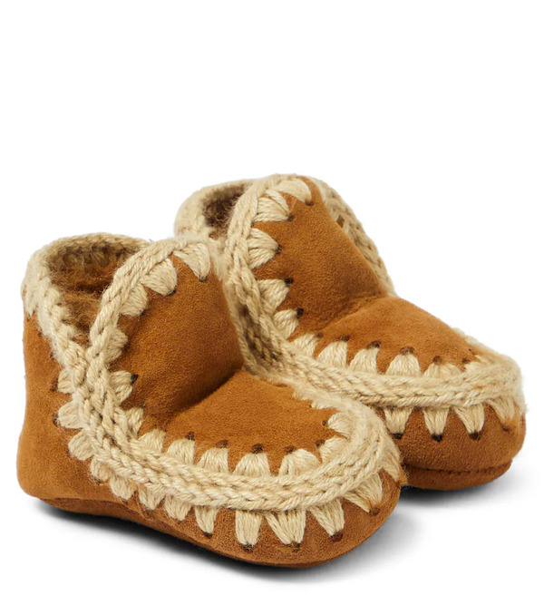  Mou Kids Mou Kids Baby Shearling-lined Suede Booties 