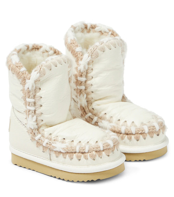  Mou Kids Mou Kids Crochet-trimmed Leather Boots 