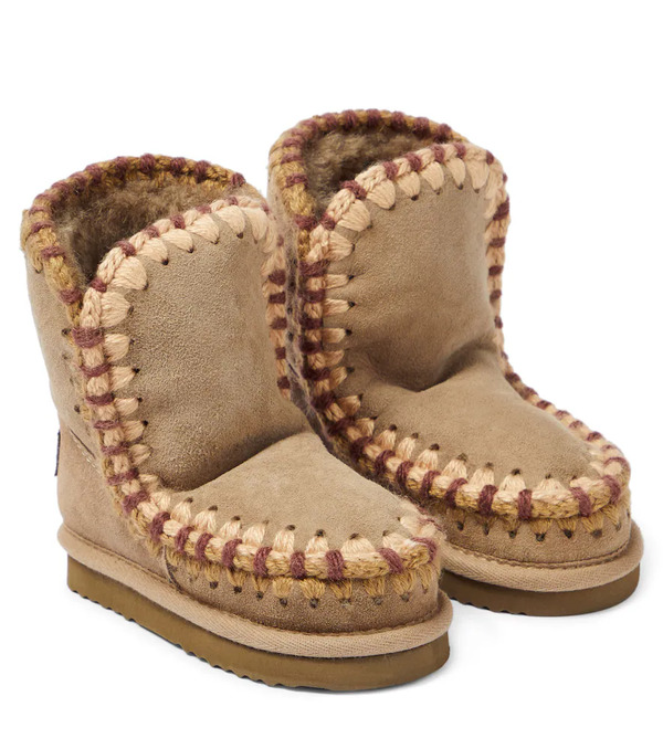  Mou Kids Mou Kids Crochet-trimmed Suede Boots 