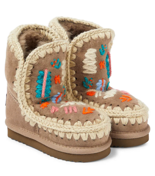  Mou Kids Mou Kids Embroidered Suede Boots 