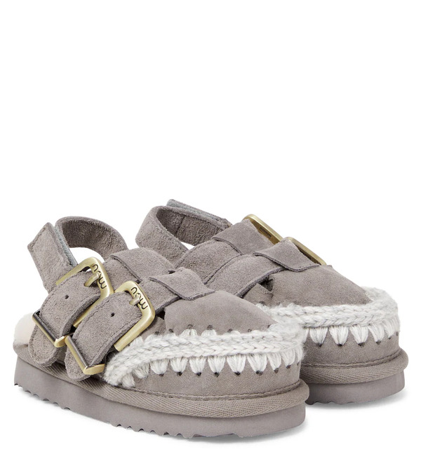  Mou Kids Mou Kids Shearling-lined Suede Slingback Flats 