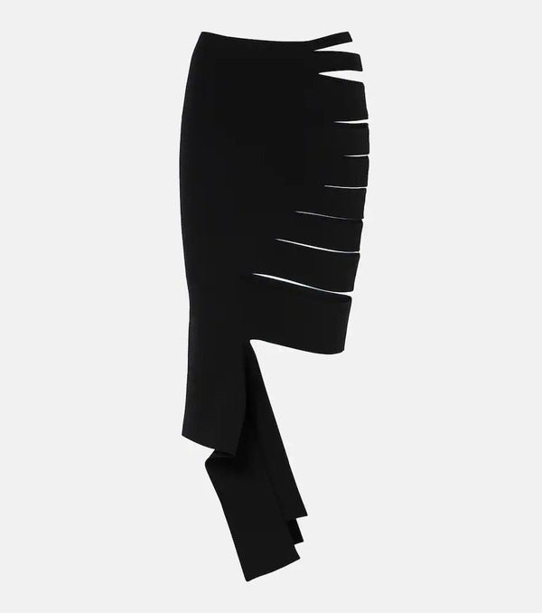  Mugler Mugler Asymmetric Cutout Midi Skirt 