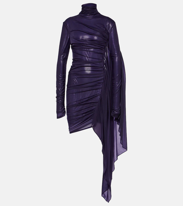  Mugler Mugler Asymmetric Draped Chiffon Minidress 