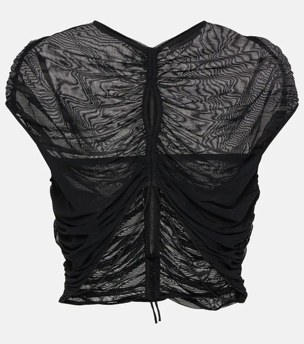  Mugler Mugler Cutout Mesh Crop Top 