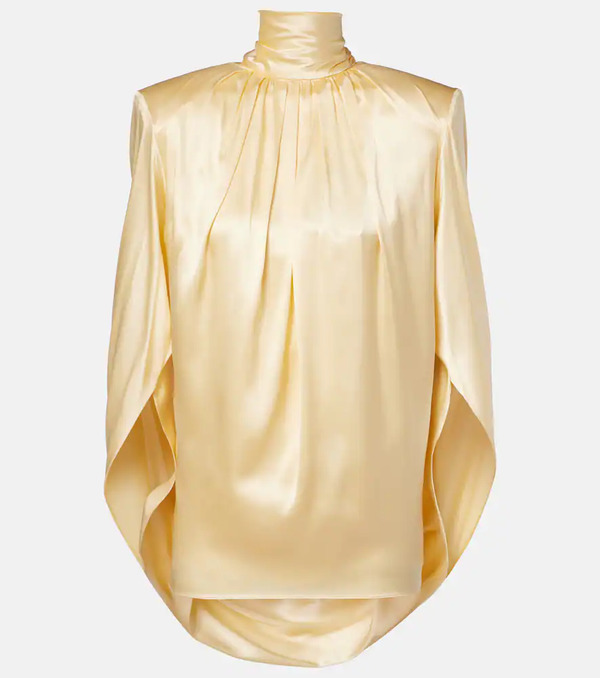  Mugler Mugler Draped Silk-blend Satin Top 