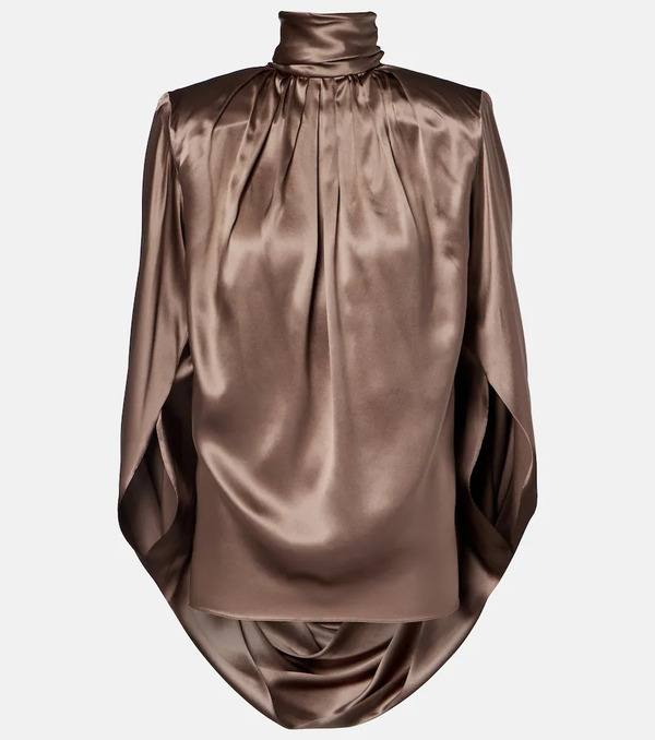  Mugler Mugler Draped Silk-blend Satin Top 