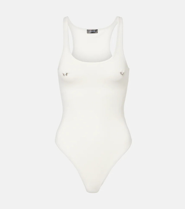  Mugler Mugler Embellished Cotton Bodysuit 