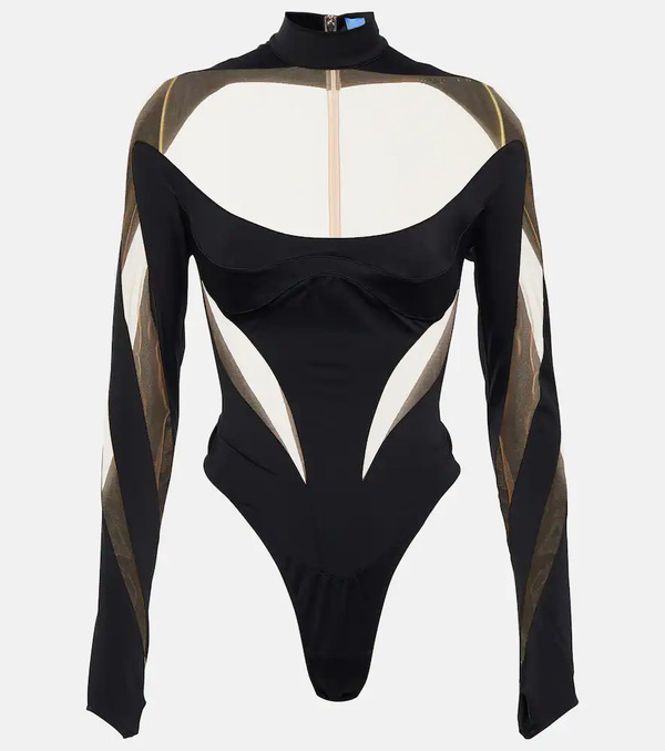  Mugler Mugler Mesh-trimmed Bodysuit 