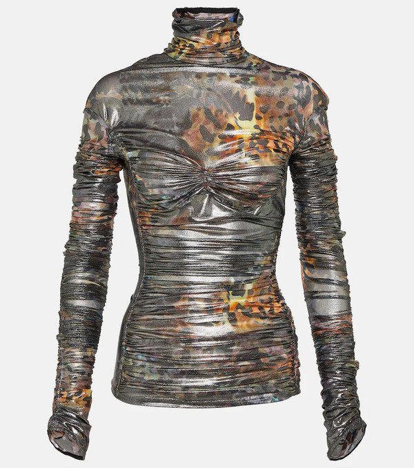 Mugler Mugler Printed Ruched Top 