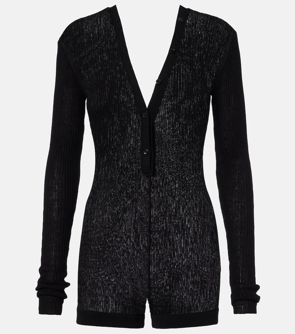 Mugler Mugler Ribbed-knit Cotton Romper 