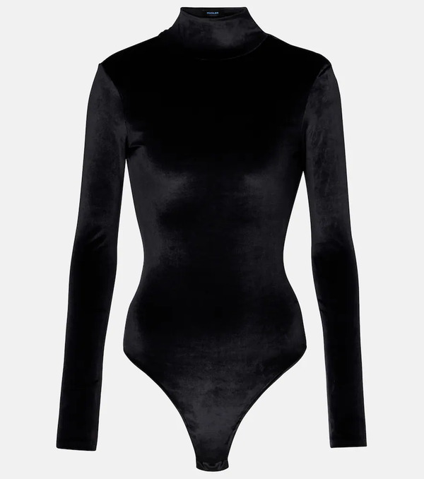  Mugler Mugler Turtleneck Velvet Bodysuit 