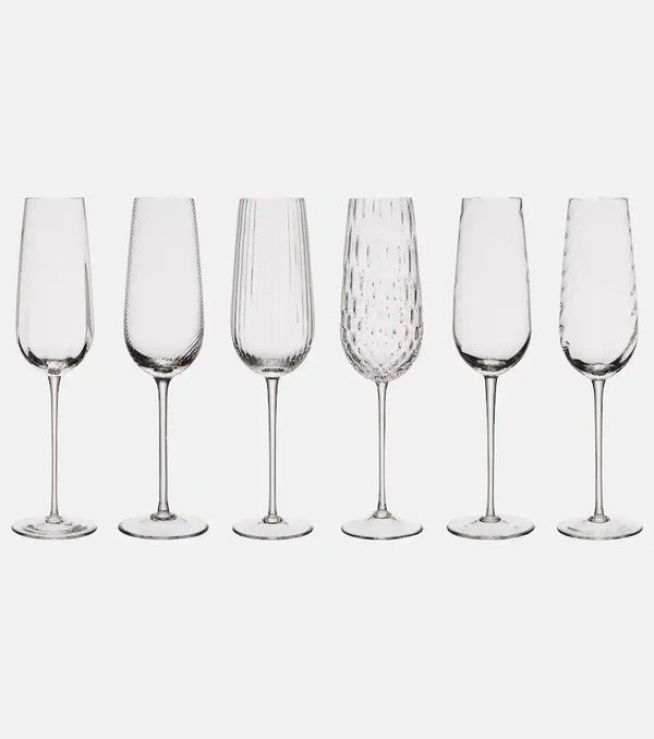  Nasonmoretti Nasonmoretti Tolomeo Set Of 6 Champagne Flute Glasses 