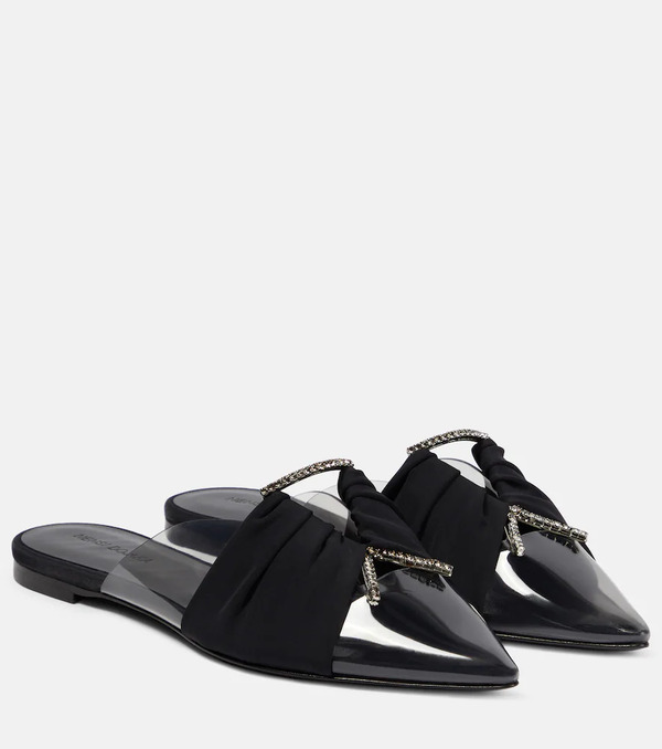 Nensi Dojaka Nensi Dojaka Crystal-embellished Flat Pvc Slippers 