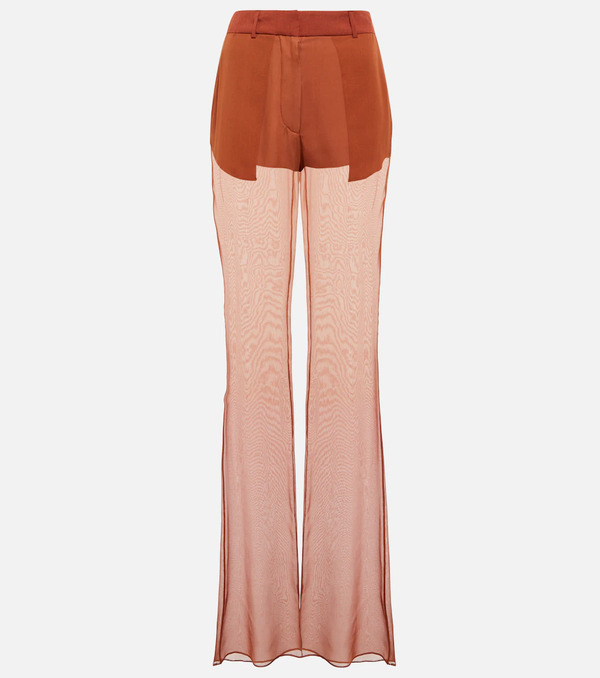  Nensi Dojaka Nensi Dojaka Mid-rise Wide-leg Silk Pants 